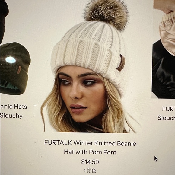 Furtalk Winter Knitted Black Beanie Hat with Pom Pom, - Picture 6 of 10